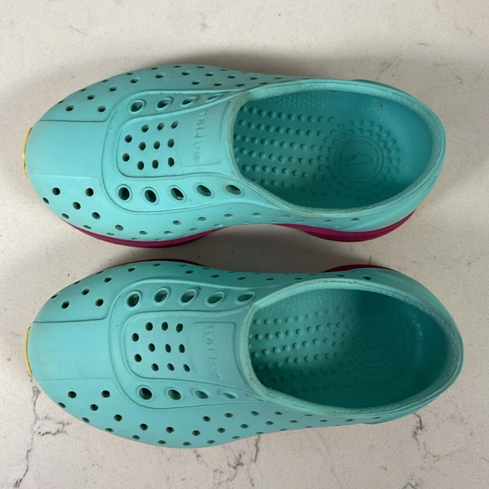 Native Robbie Sugarlite Slip-On Shoe Aqua and Pink Kids - Toddler Shoes Size 7